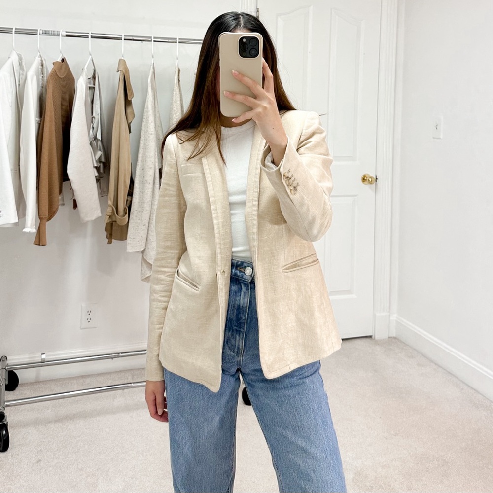 J.Crew Regent Linen Blend Blazer in Metallic Gold